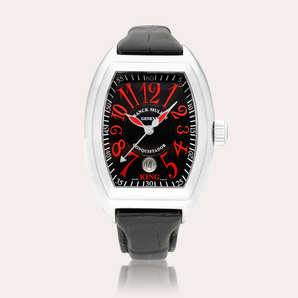 Franck Muller Conquistador ‘Rosso Vivo’, Reference 8005 SC KING | A limited edition stainless steel wristwatch with date, Circa 2007 | Conquistador ‘Rosso Vivo’ 型號8005 SC KING | 限量版精鋼腕錶，備日期顯示，約2007年製