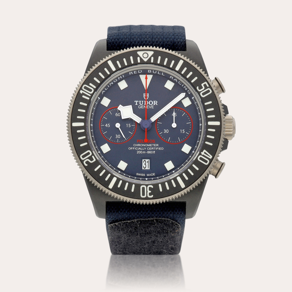 Tudor Pelagos FXD Chrono 'Alinghi Red Bull Edition', Reference 25807KN | A carbon composite chronograph wristwatch with date, Circa 2023 | 帝舵 | Pelagos FXD Chrono 'Alinghi Red Bull Edition' 型號 25807KN | 碳