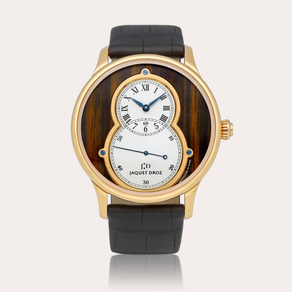 Jaquet Droz Grande Seconde, Reference J003033 | A limited edition pink gold wristwatch with wood dial, Circa 2007 | 雅克德羅 | Grande Seconde 型號J003033 | 限量版粉紅金腕錶，備木錶盤，約2007年製