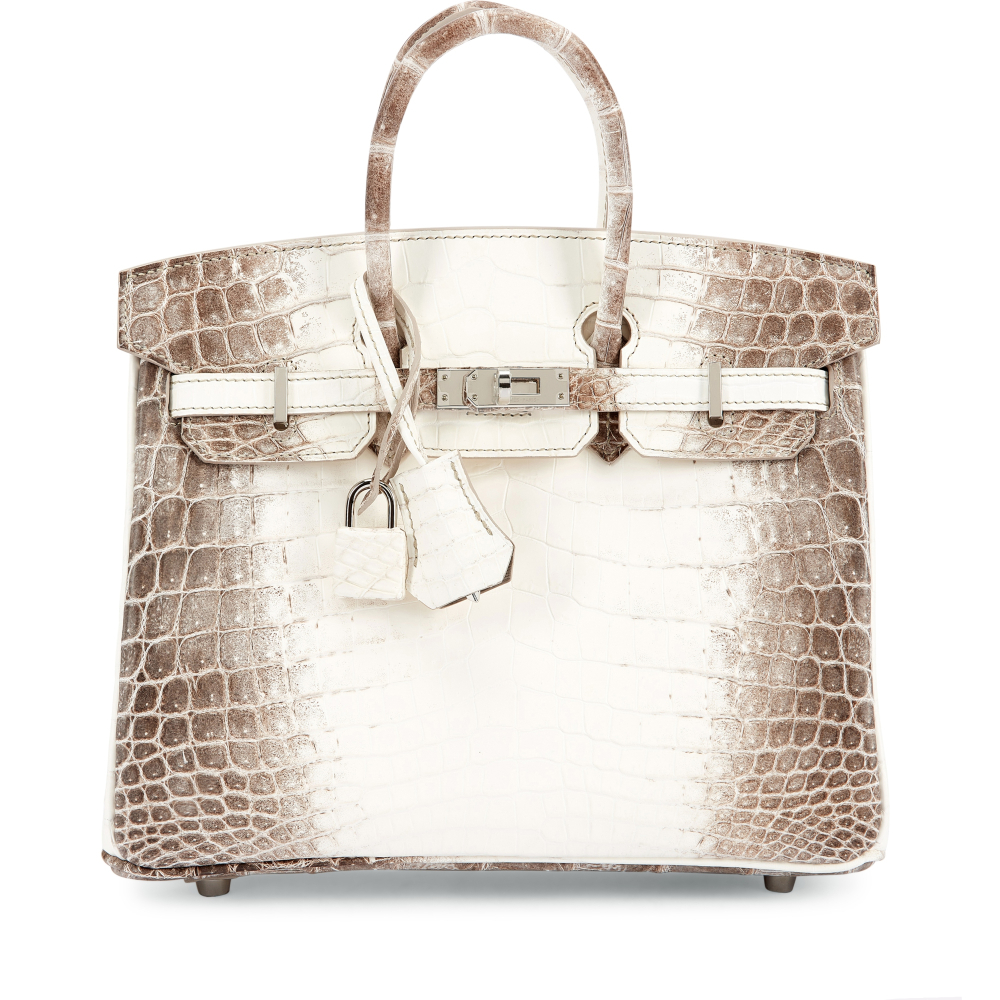 Hermès White Matte Niloticus Crocodile Himalaya Birkin 25 Palladium Hardware, 2020