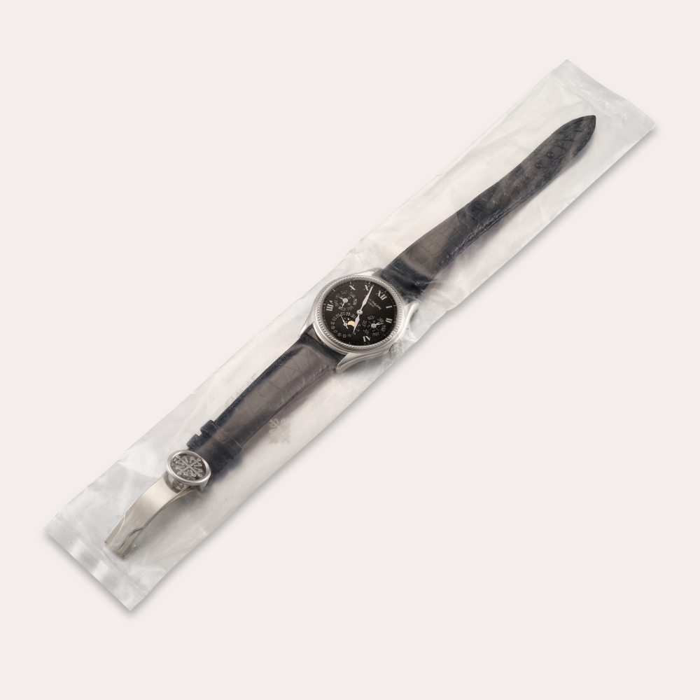 Patek Philippe Reference 5038 | A limited edition white gold perpetual calendar wristwatch with moon phases, 24 hour and leap year indication, In single factory seal, Circa 1997 | 百達翡麗 | 型號5038 | 限量版白金萬年曆腕錶，備月相、24
