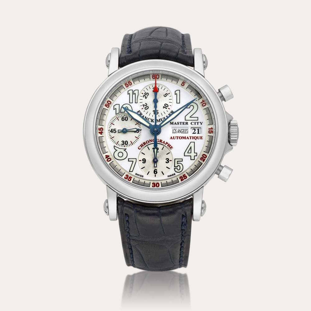 Franck Muller Master City, Reference 7000 MCY | A stainless steel world time chronograph wristwatch with date, Circa 2000 | Master City 型號7000 MCY | 精鋼世界時間計時腕錶，備日期顯示，約2000年製