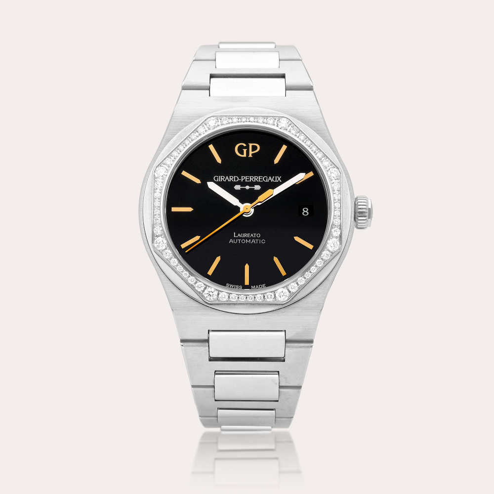 Girard-Perregaux Laureato, Reference 81005 | A limited edition stainless steel and diamond-set wristwatch with date and bracelet, Circa 2022 | 芝柏 | Laureato 型號81005 | 限量版精鋼鑲鑽石鏈帶腕錶，備日期顯示，約