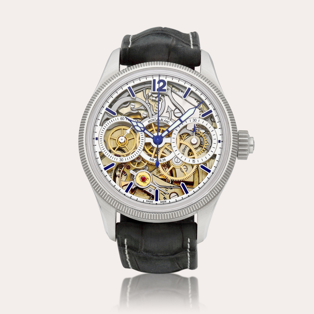 Montblanc 1858 “The Unveiled Secret” Minerva Monopusher, Reference 129613 | A limited edition stainless steel semi-skeletonised single button chronograph wristwatch, Circa 2022 | 萬寶龍 | 1858 “The Unveiled Secret” 