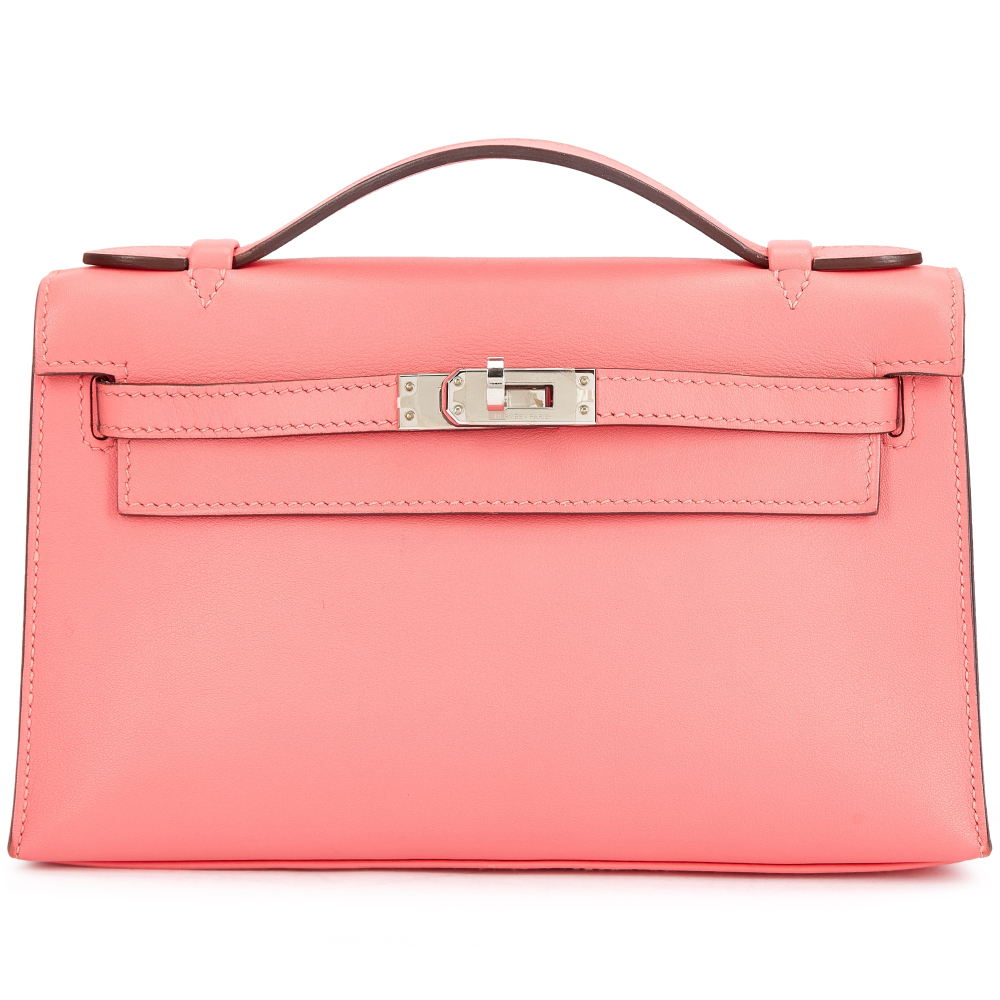 Hermès Rose Azalee Swift Kelly Pochette Palladium Hardware, 2018