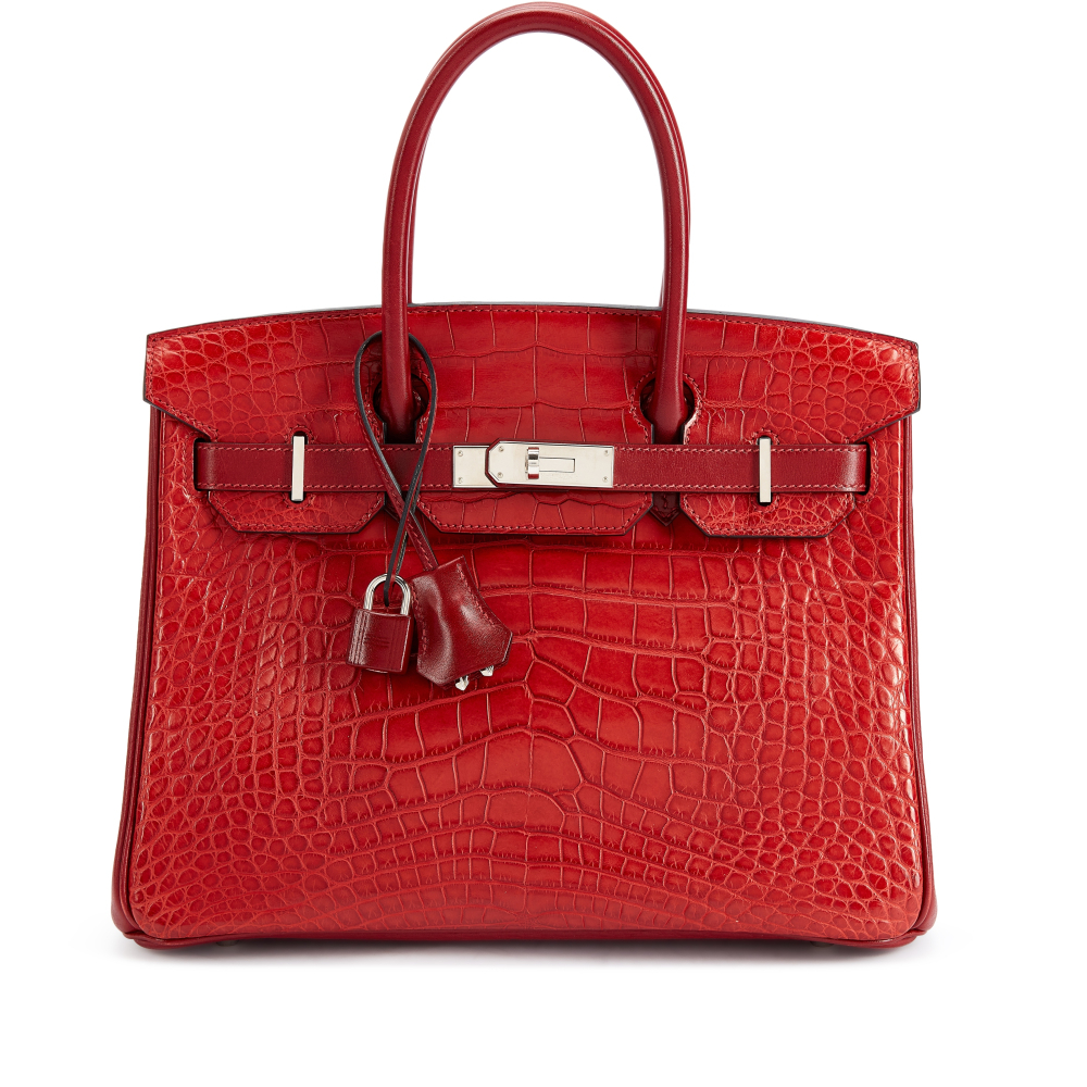 Hermès Limited Edition Rouge H Matte Mississippiensis Alligator, Box and Clémence Birkin 30 Palladium Hardware, 2015
