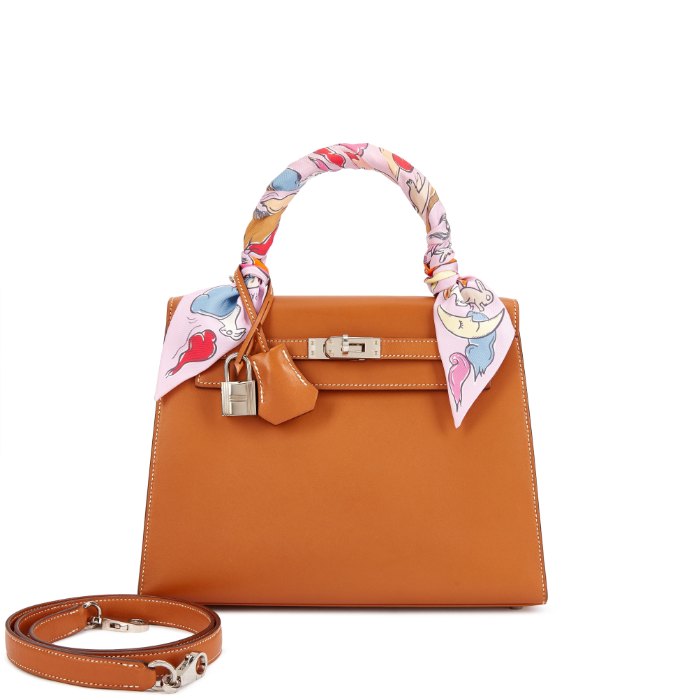 Hermès Naturel Sable Butler Kelly 25 Sellier Palladium Hardware, 2017 and Twilly