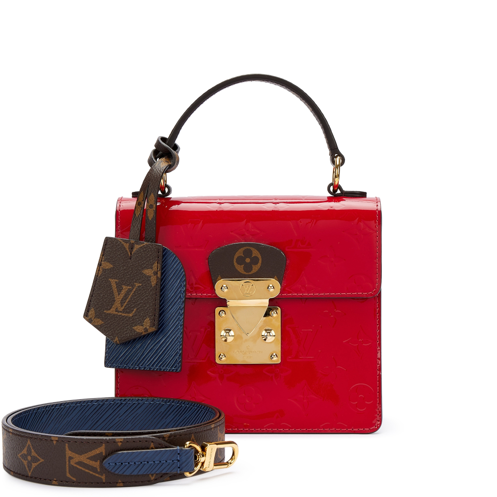 Louis Vuitton Red Patent, Navy Epi and Ebene Monogram Coated Canvas Spring Street Gold Hardware