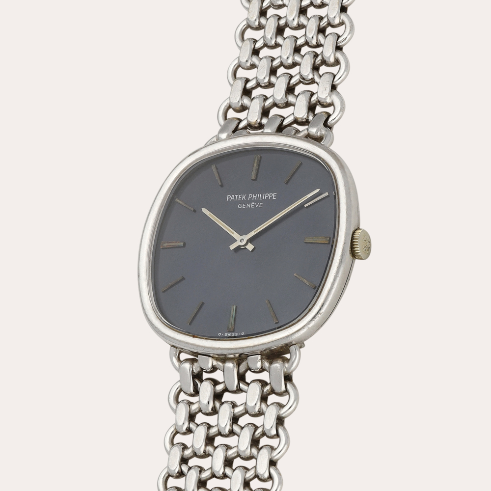 Patek Philippe Ellipse, Reference 3644 | A white gold wristwatch with bracelet | Circa 1973