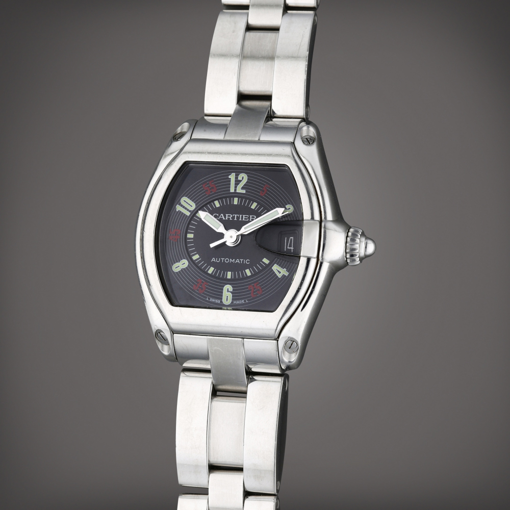 Reference 2510 Roadster | A stainless steel tonneau shaped wristwatch with date and bracelet, Circa 2005