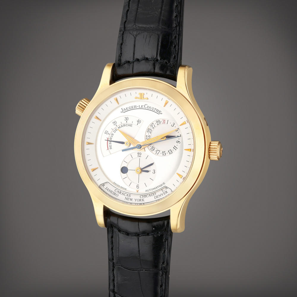 Reference 142.2.92 Master Control Geographic | A pink gold automatic world time wristwatch with date, power reserve, and Day/Night indication, Circa 2005