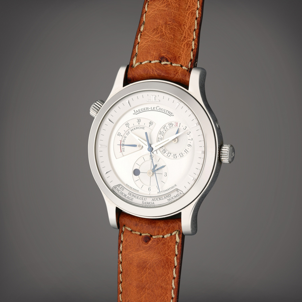 Reference 142.8.92 Master Control Geographic | A stainless steel automatic world time wristwatch with date, Day/Night and power reserve indication, Circa 1996