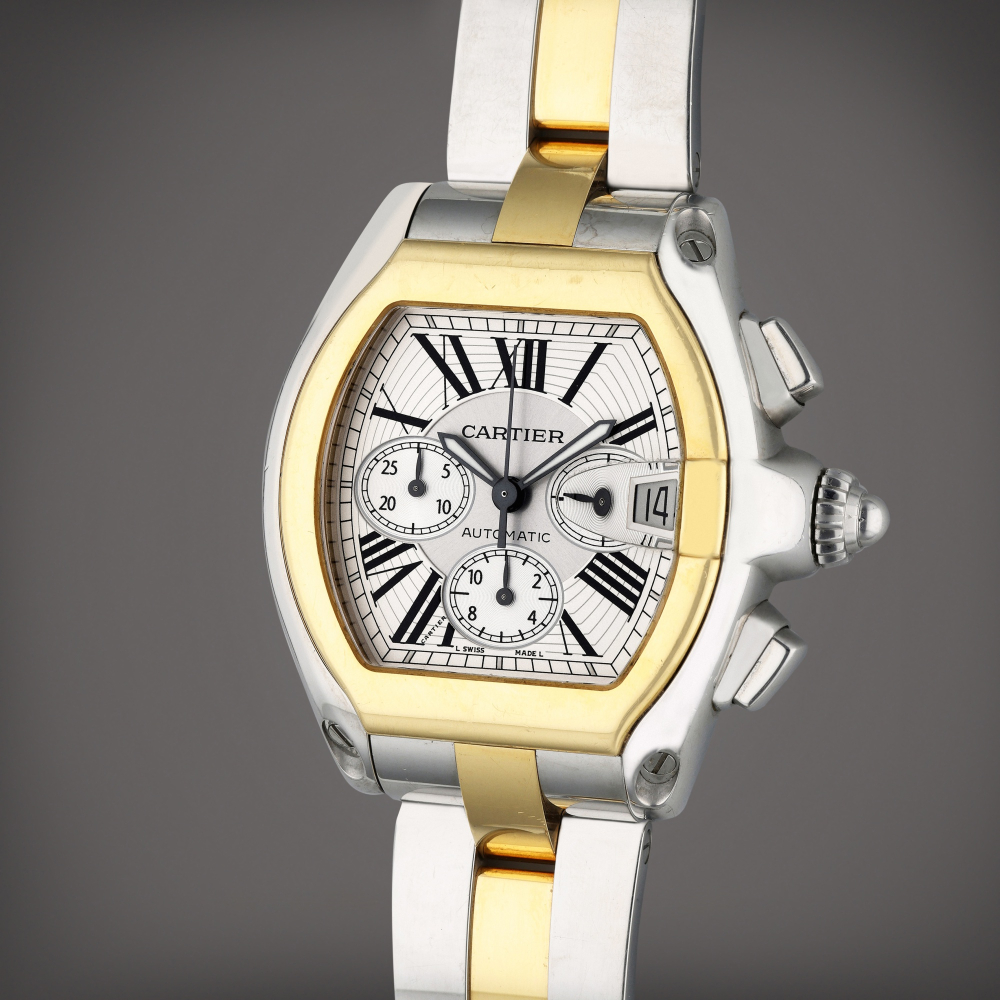 Reference 2618 Roadster Chronograph XL | A yellow gold and stainless steel automatic chronograph wristwatch with date and bracelet, Circa 2006
