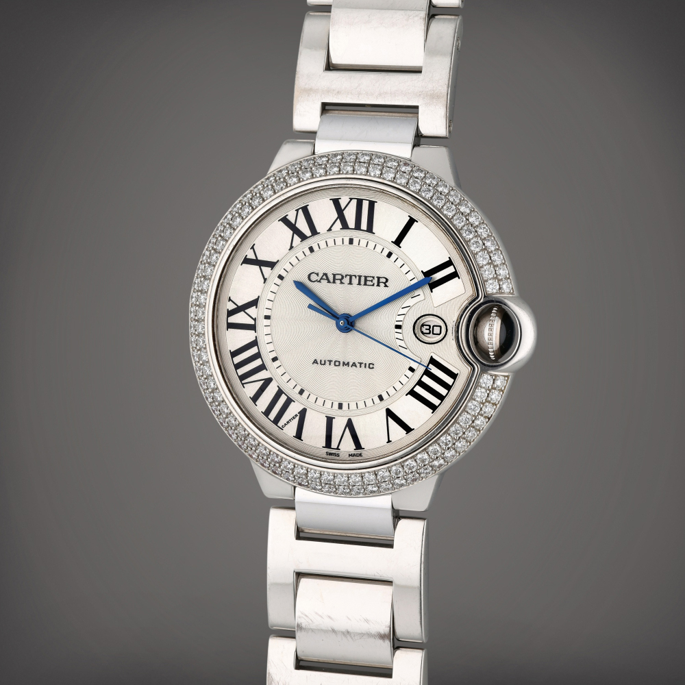 Reference 3000 Ballon Bleu | A white gold and diamond-set automatic wristwatch with date and bracelet, Circa 2010