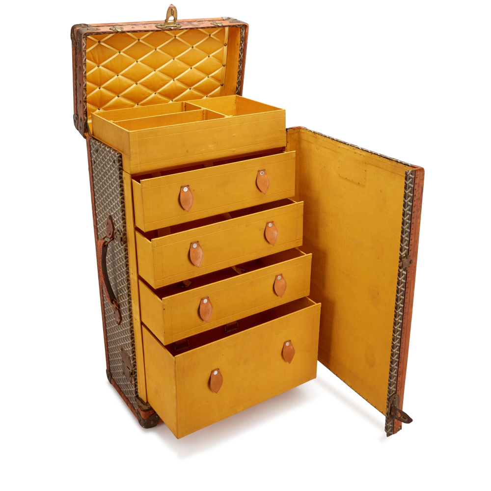 Goyard Goyardine Canvas Standing Steamer Trunk, probably 1920s