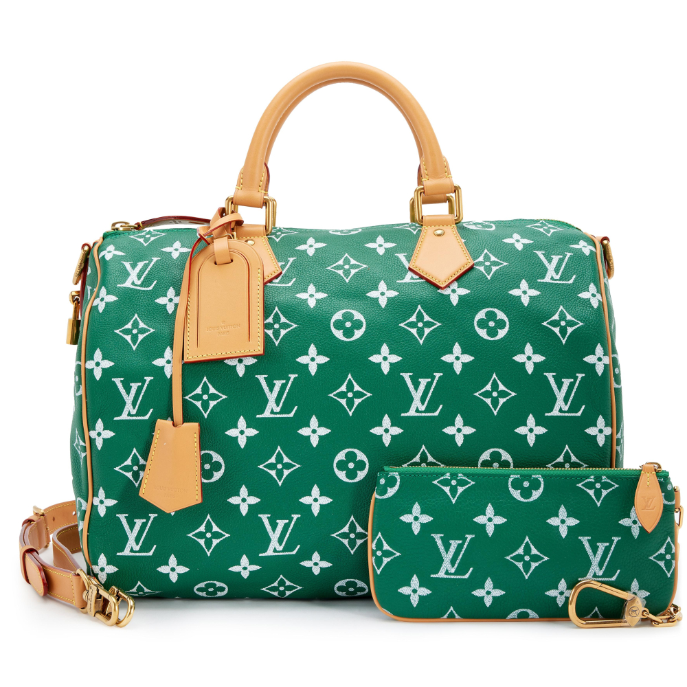 Louis Vuitton Green and White Speedy P9 Bandoulière 40 Gold Hardware, 2024
