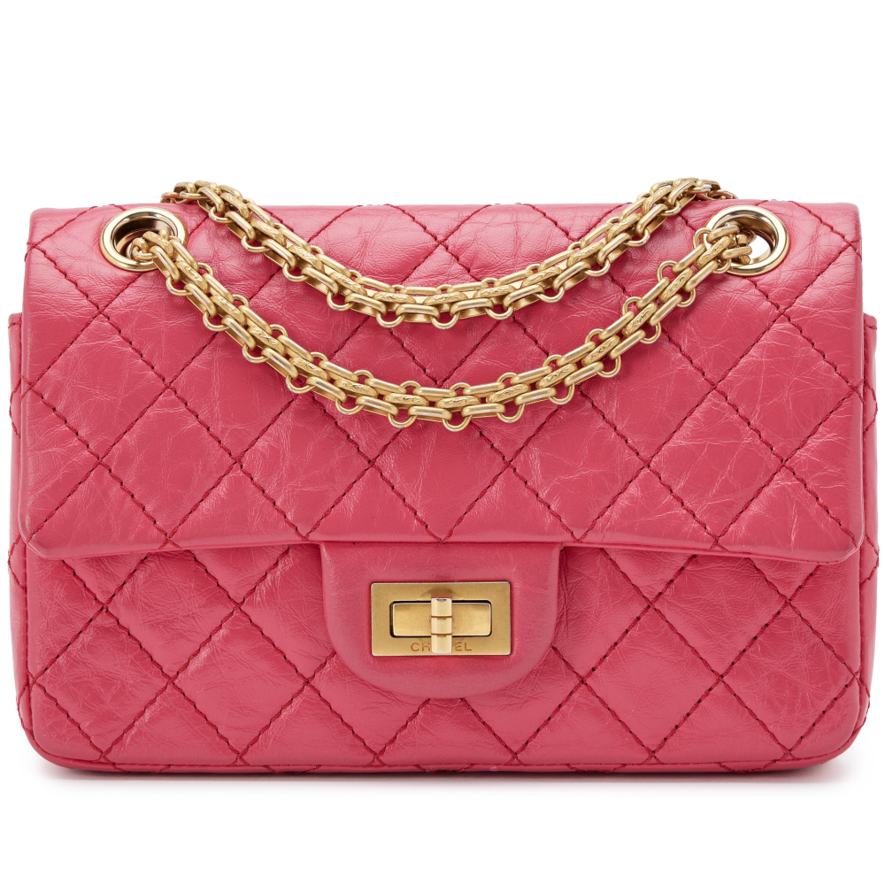 Chanel Hot Pink Quilted Calfksin Mini 2.55 Reissue Aged Gold Hardware, 2020