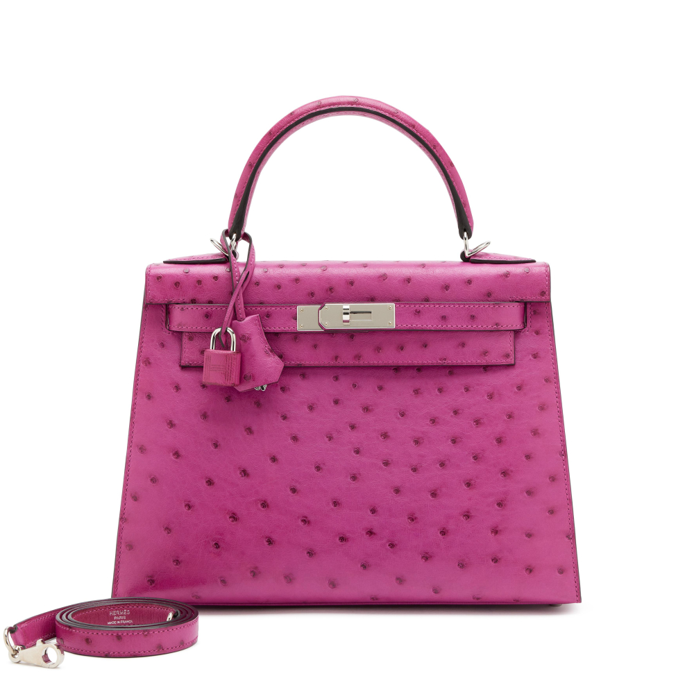 Hermès Rose Pourpre Ostrich Sellier Kelly 28 Palladium Hardware, 2018