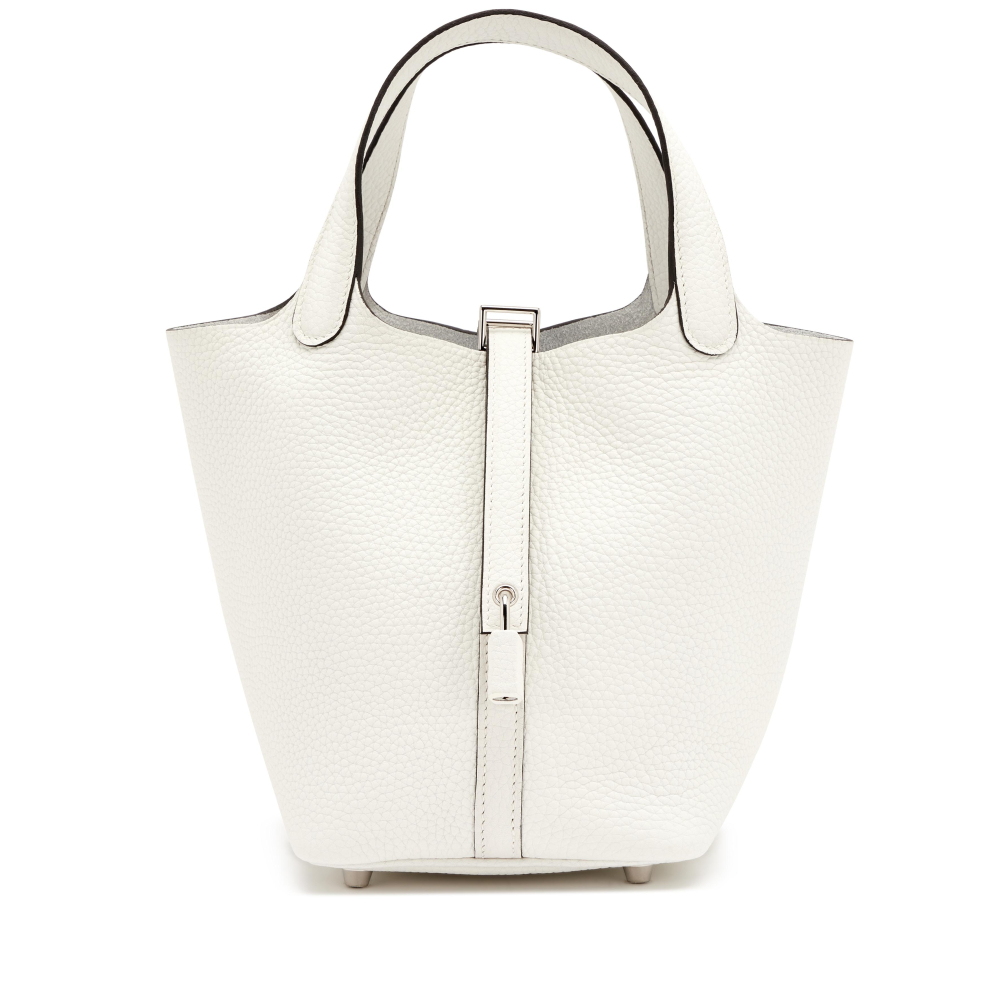 Hermès White Clemence Picotin Lock 18 Palladium Hardware, 2023