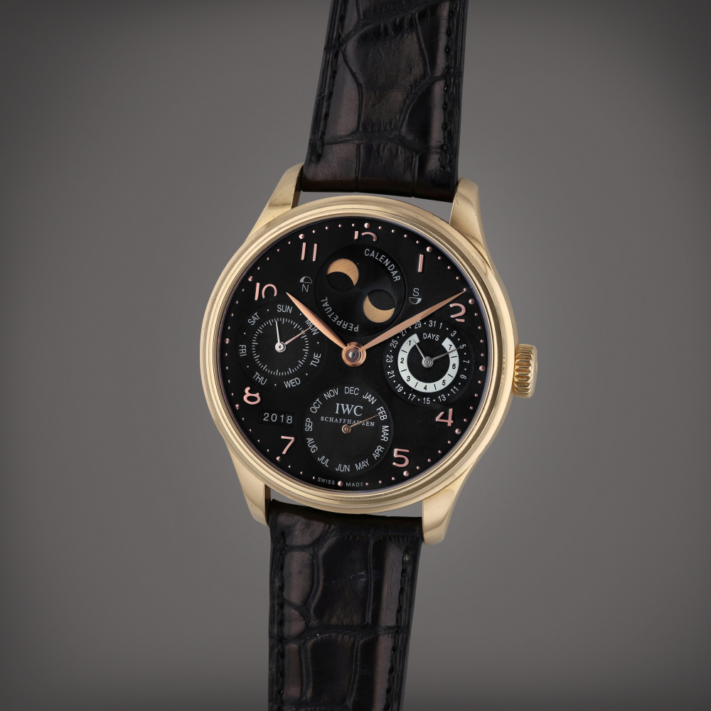 IWC Reference 5021 Portugieser | A yellow gold automatic perpetual calendar wristwatch with moon phases and power reserve indication, Circa 2005