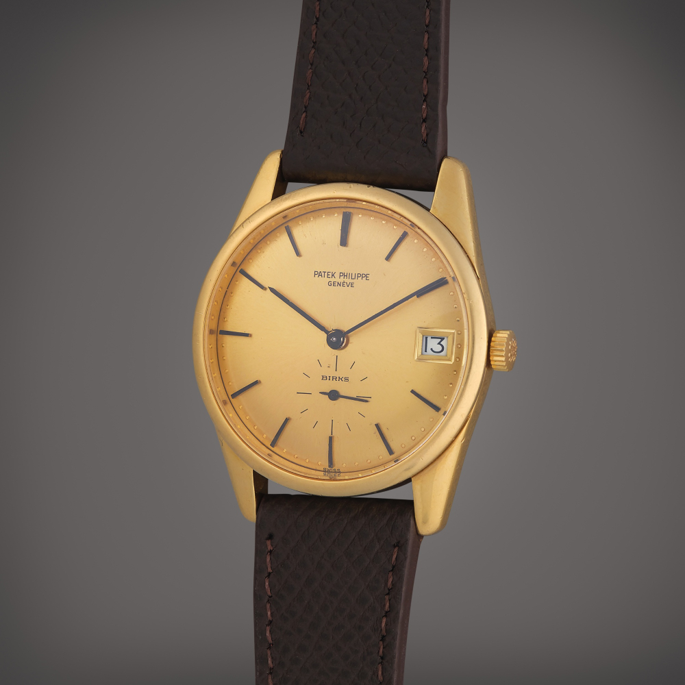 Patek Philippe Reference 3558 Calatrava | Retailed by Birks: A yellow gold automatic wristwatch with date, Circa 1968