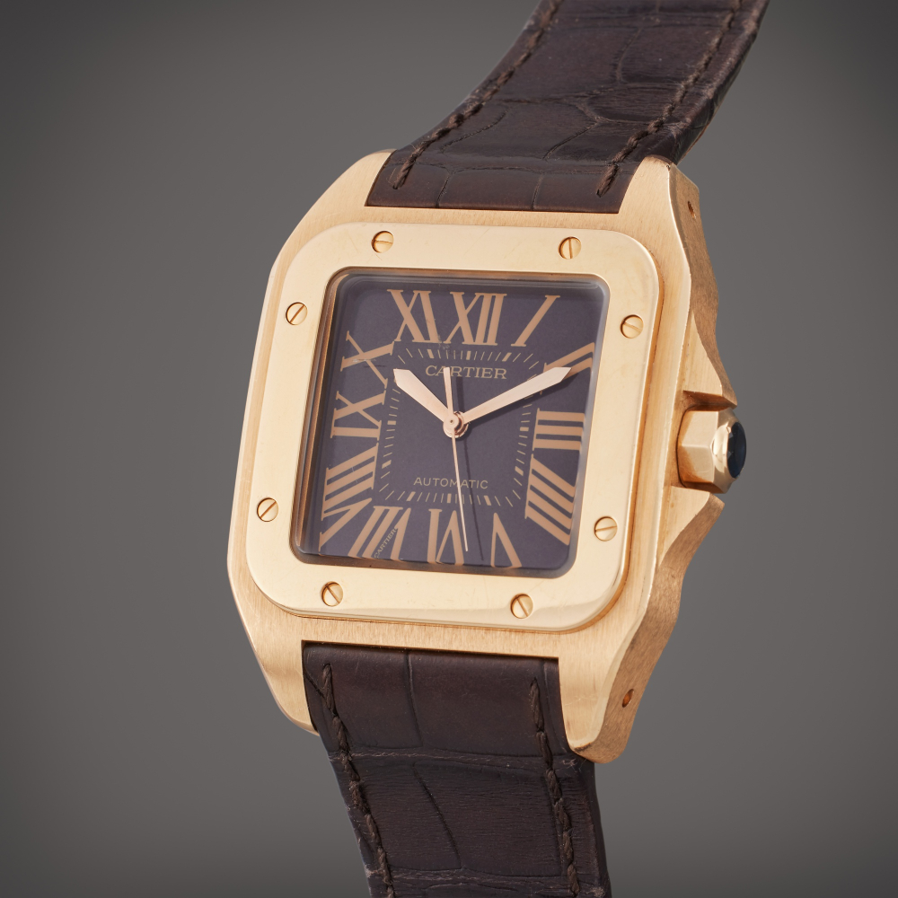 Cartier Reference 2792 Santos 100 | A pink gold automatic wristwatch, Circa 2010
