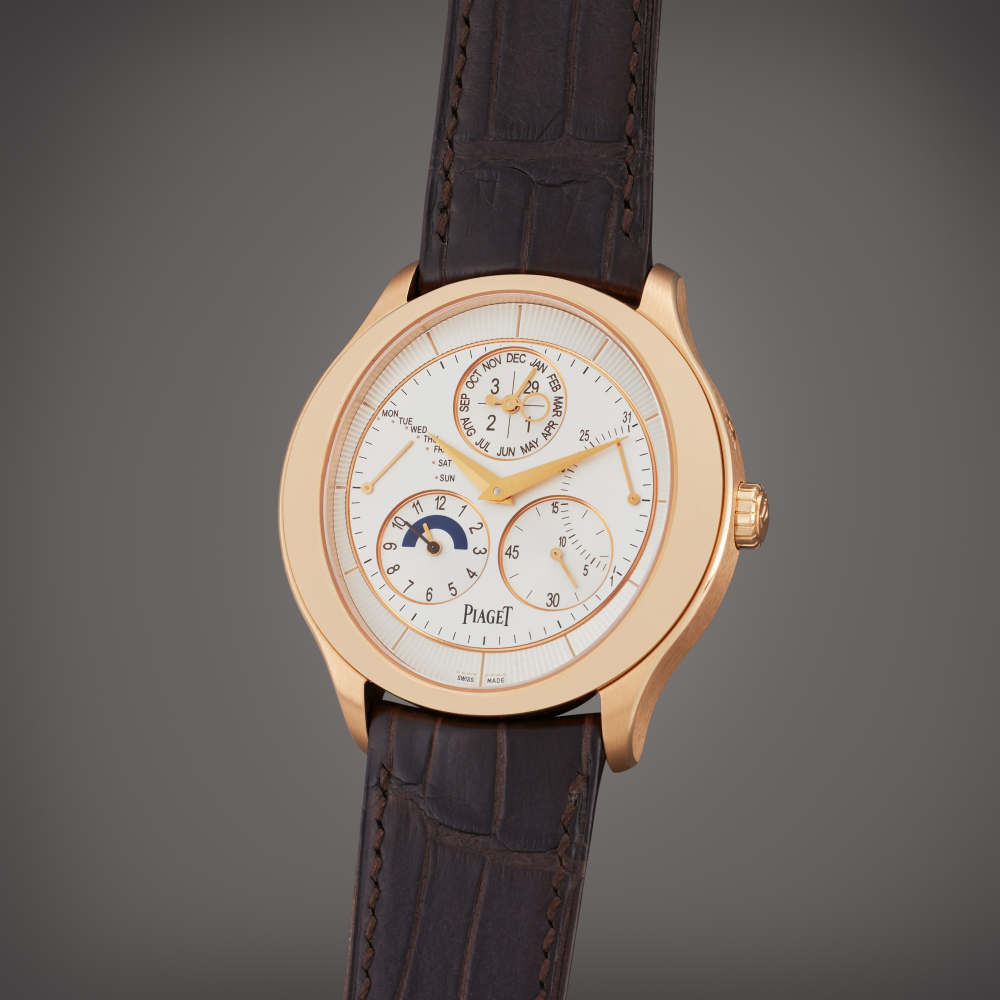 Piaget Reference P11146 Gouverneur | A pink gold automatic dual time perpetual calendar wristwatch with retrograde date and day and leap year indication, Circa 2020