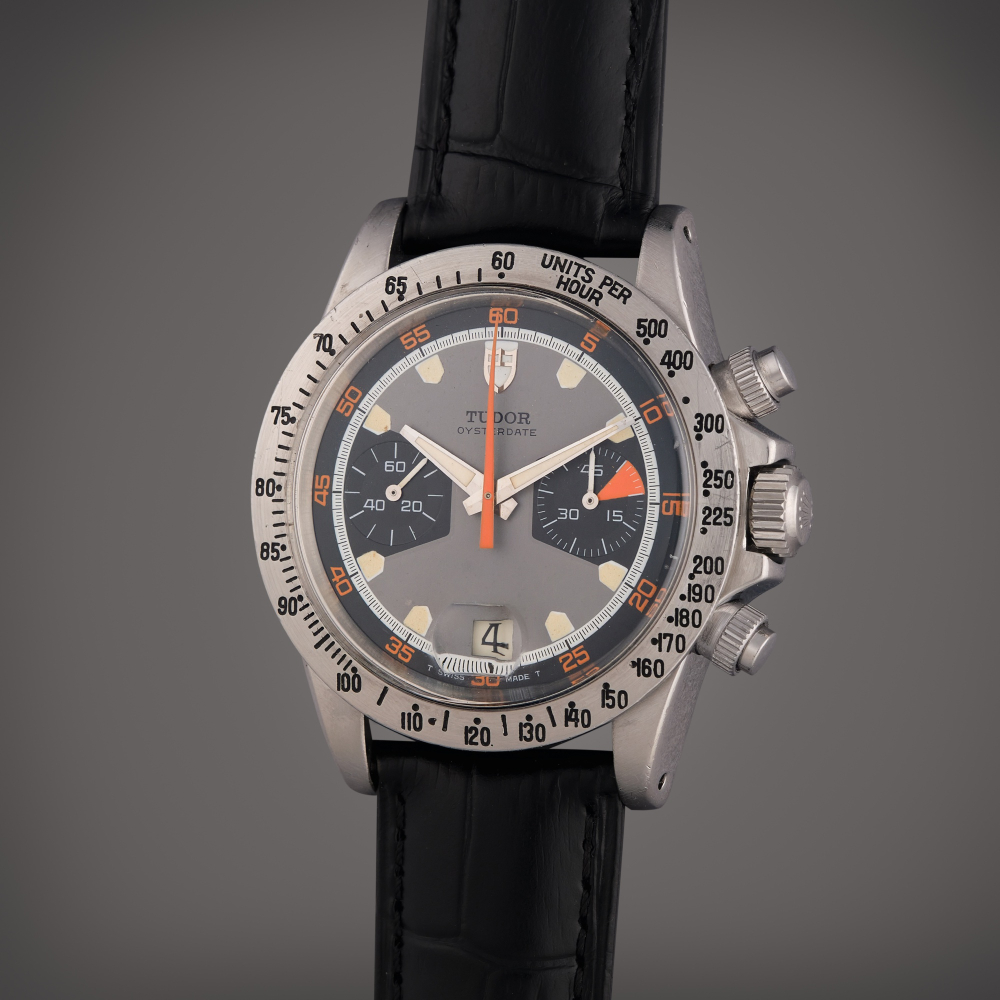 PROPERTY OF A NYC POLICE OFFICER Tudor Reference 7032/0 Montecarlo ‘Homeplate’ | A stainless steel chronograph wristwatch with date, Circa 1970