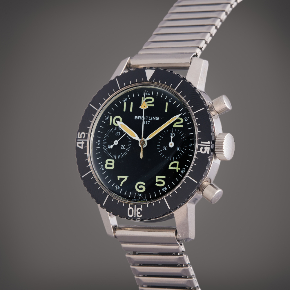 Breitling Reference 817 | A stainless steel chronograph wristwatch with bracelet, Made for the Italian Army, Circa 1975