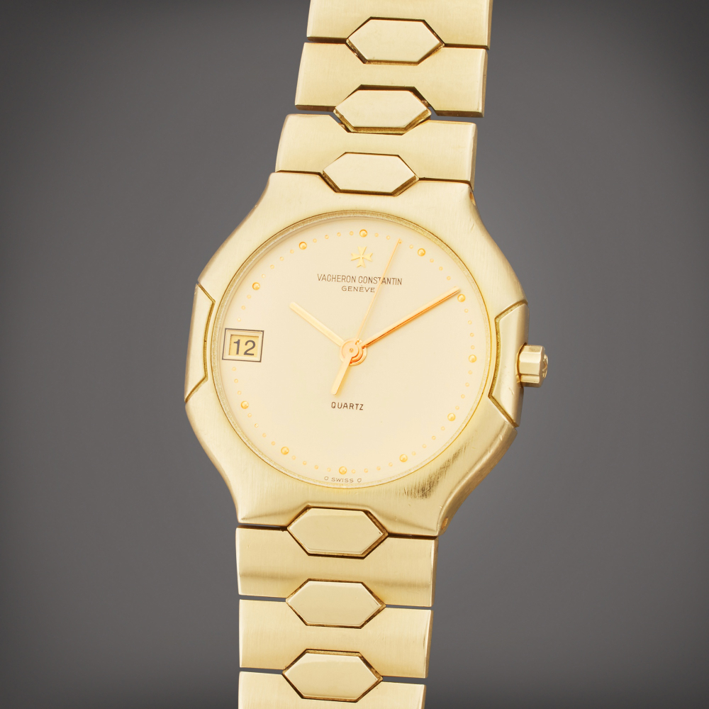 Vacheron Constantin Reference 333 Overseas | A yellow gold octagonal shaped bracelet watch with date, Circa 1985