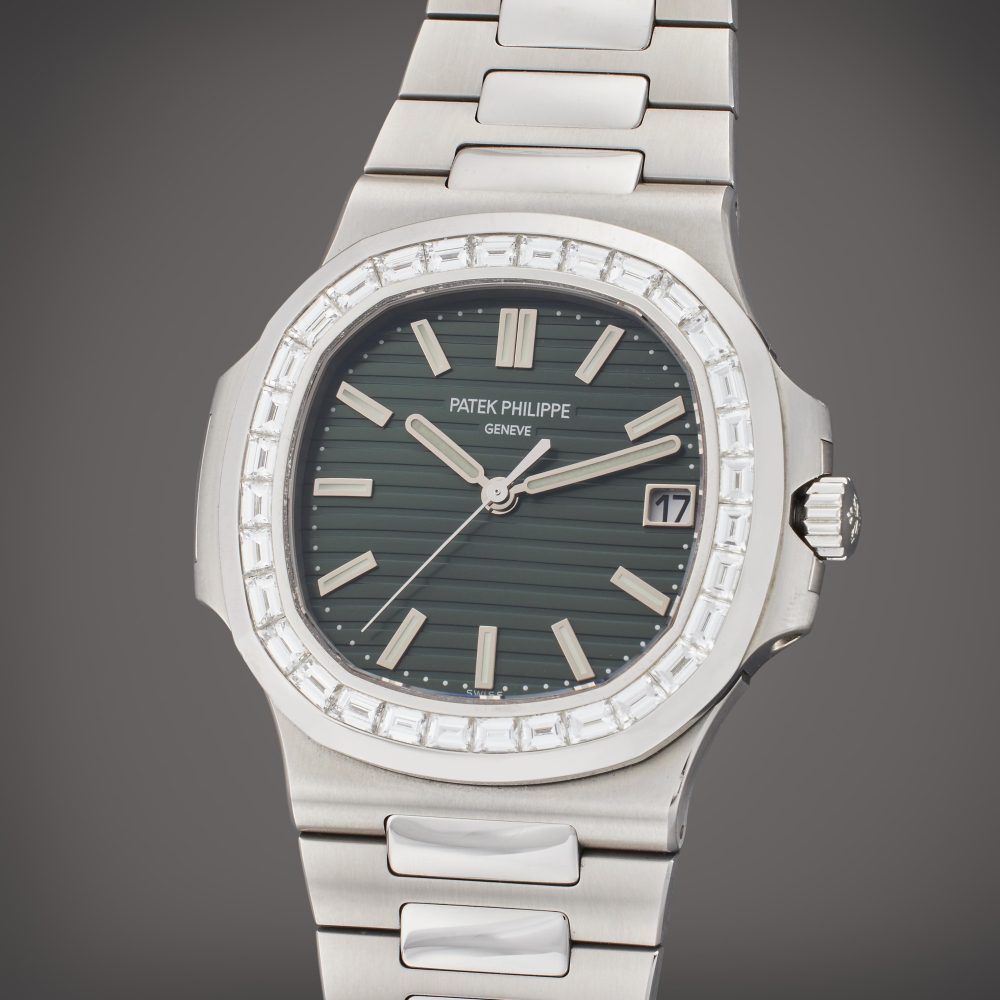 PROPERTY FROM THE COLLECTION OF SYLVESTER STALLONE Patek Philippe Reference 5711/1300A-001 Nautilus | A stainless steel and diamond-set automatic wristwatch with date and bracelet, Owned and Worn by Sylvester Stallone, Circa 2021