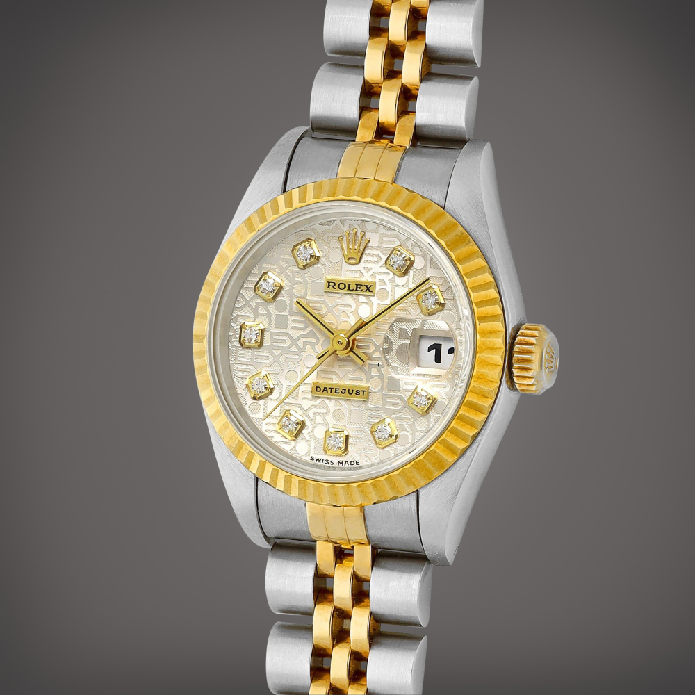 Rolex Reference 69173 Datejust | A stainless steel and yellow gold diamond-set automatic wristwatch with date and bracelet, Circa 1995