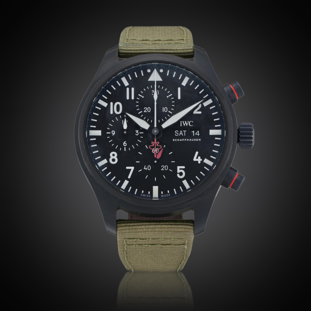 IWC Reference IW3891-04 Pilot’s Watch Top Gun Edition ‘SFTI’ | A limited edition ceramic and ceratanium automatic chronograph wristwatch with day and date, Owned and Worn by Tom Brady, Circa 2020
