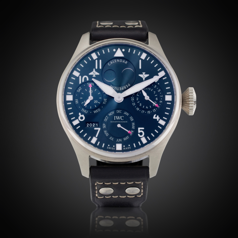 IWC Reference IW5036-05 Big Pilot’s Watch | A stainless steel automatic perpetual calendar wristwatch with moon phases, year and 7-day power reserve indication, Owned and Worn by Tom Brady, Circa 2021