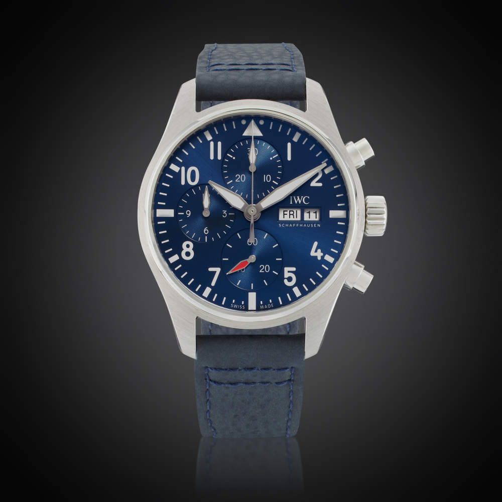 IWC Reference IW3881-02 Pilot’s Watch | A stainless steel automatic chronograph wristwatch with day, date and bracelet, Owned and Worn by Tom Brady, Circa 2023