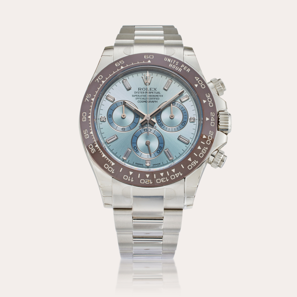 Rolex Reference 116506 Daytona | A platinum and diamond-set automatic chronograph wristwatch with bracelet, Circa 2021