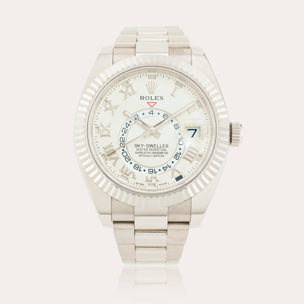Rolex Reference 326939 Sky-Dweller | A white gold automatic dual time annual calendar wristwatch with bracelet, Circa 2015