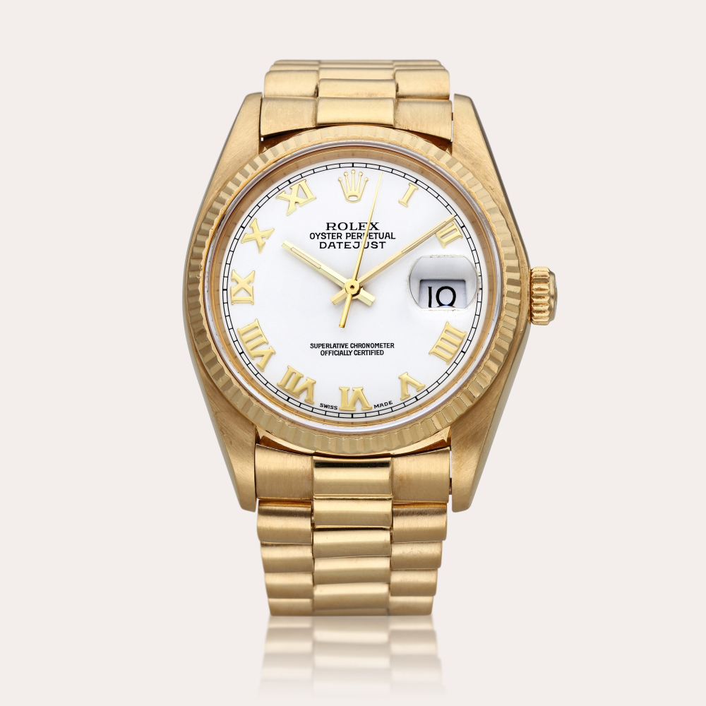 Rolex Reference 16018 Datejust | A yellow gold automatic wristwatch with date and bracelet, Circa 1981