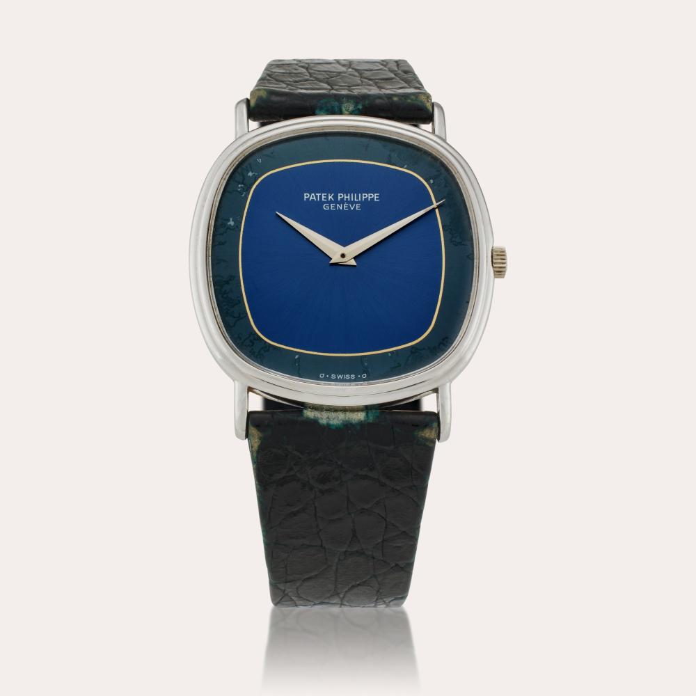 Patek Philippe Reference 3862 Ellipse | A white gold cushion-shaped automatic wristwatch with two tone dial, Circa 1980