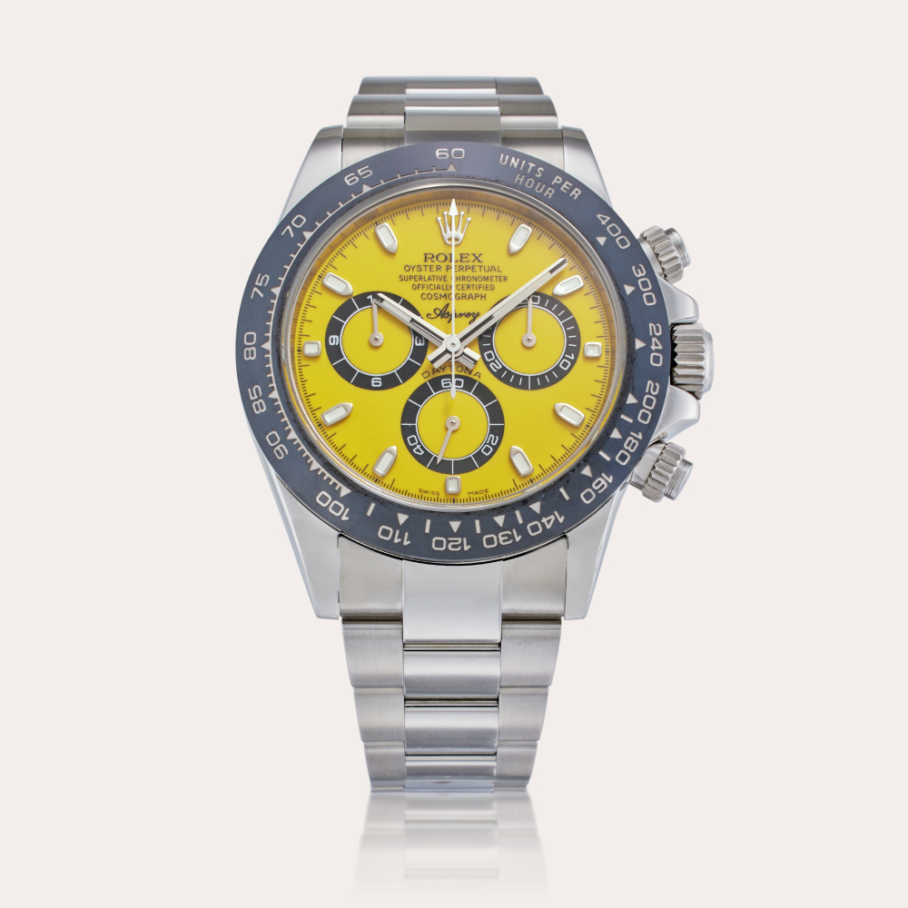 Asprey Reference 116500LN Daytona | Retailed by Asprey: A unique stainless steel automatic chronograph wristwatch with bracelet, Circa 2020