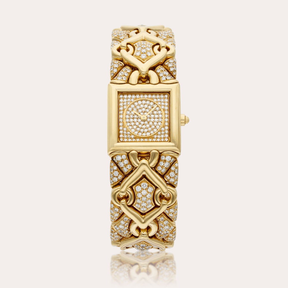 Bulgari Reference BJ 06 Trika ‘Parentesi’ | A yellow gold and diamond-set square bracelet watch, Circa 1995