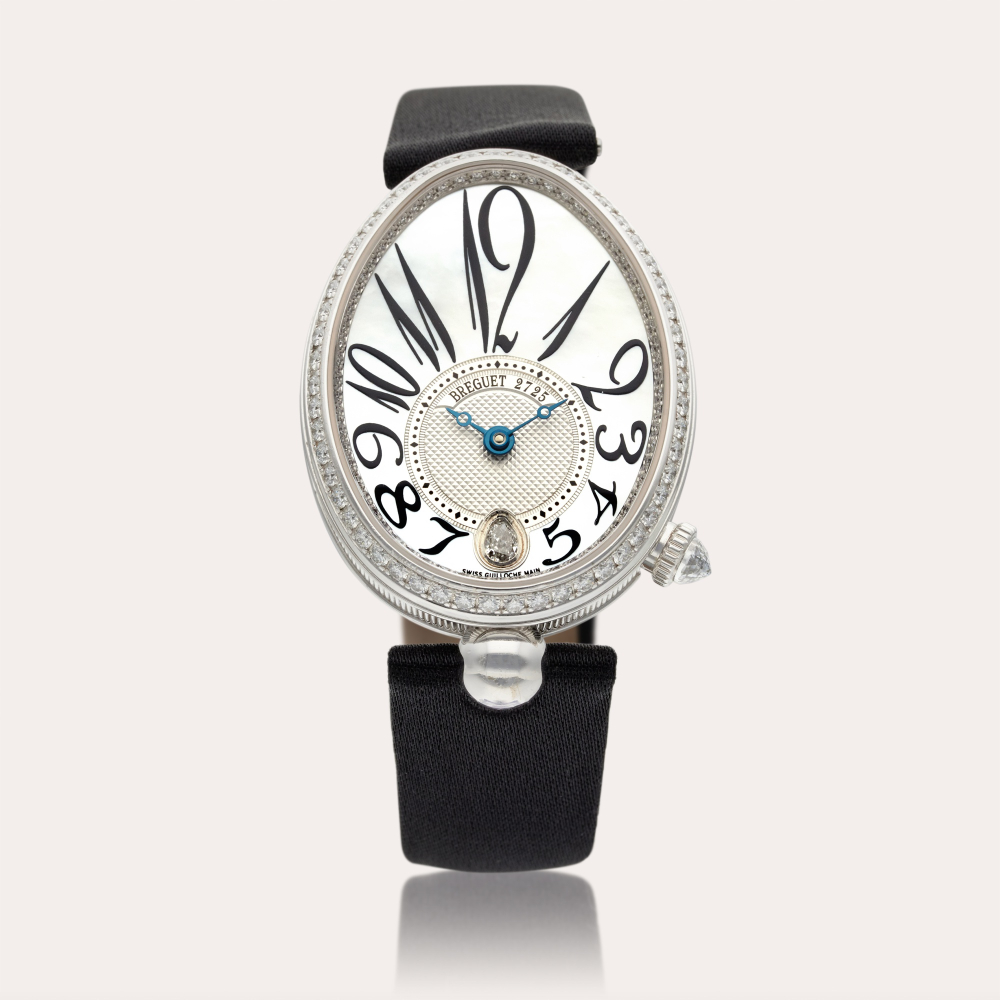 Breguet Reference 8918 Reine De Naples | A white gold and diamond-set automatic wristwatch with mother of pearl dial, Circa 2010