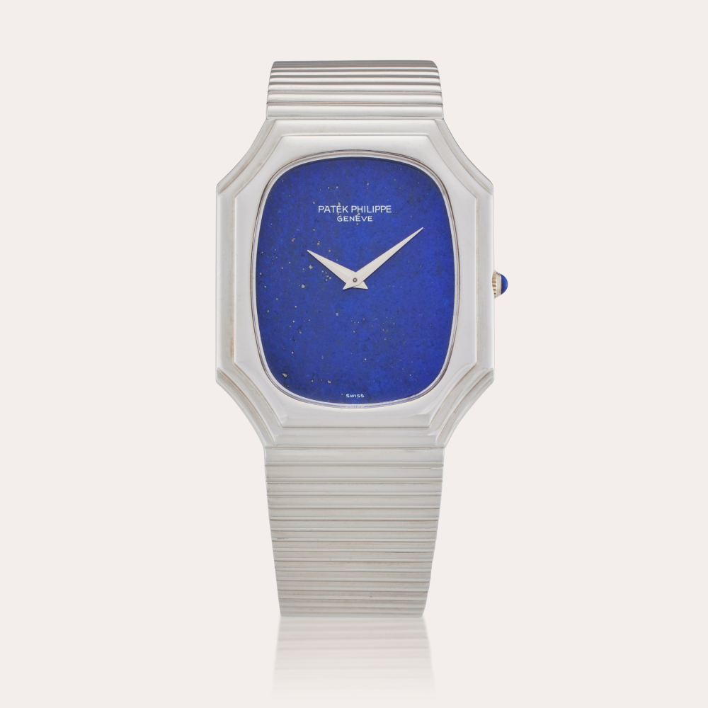 Patek Philippe Reference 3729/1 Ellipse | A white gold bracelet watch with lapis lazuli dial, Circa 1980