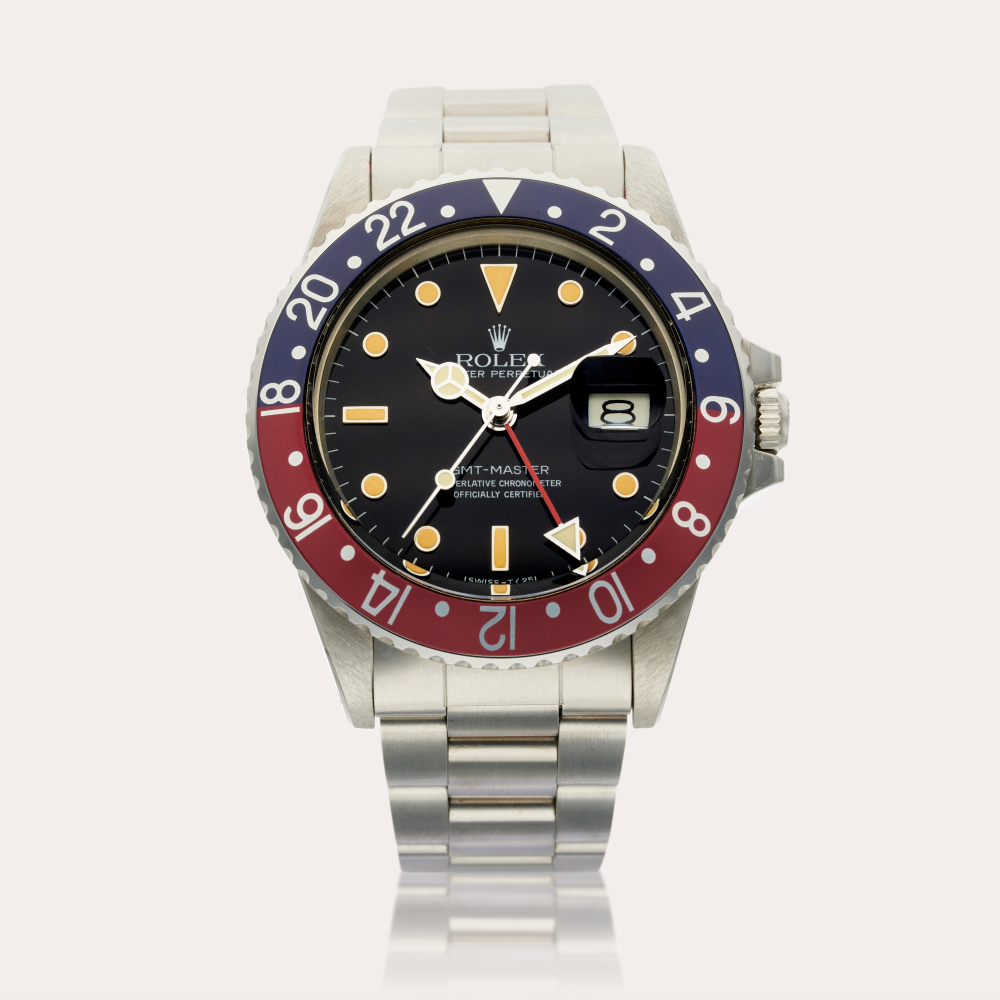 Rolex Reference 16750 GMT-Master ‘Pepsi’ | A stainless steel automatic dual time wristwatch with date and bracelet, Circa 1984