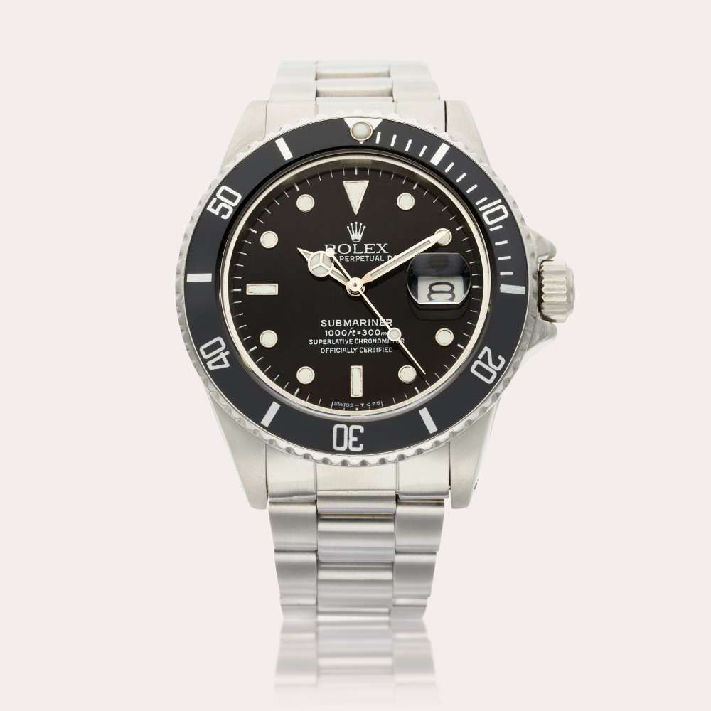 Rolex Reference 16800 Submariner | A stainless steel automatic wristwatch with date and bracelet, Circa 1984