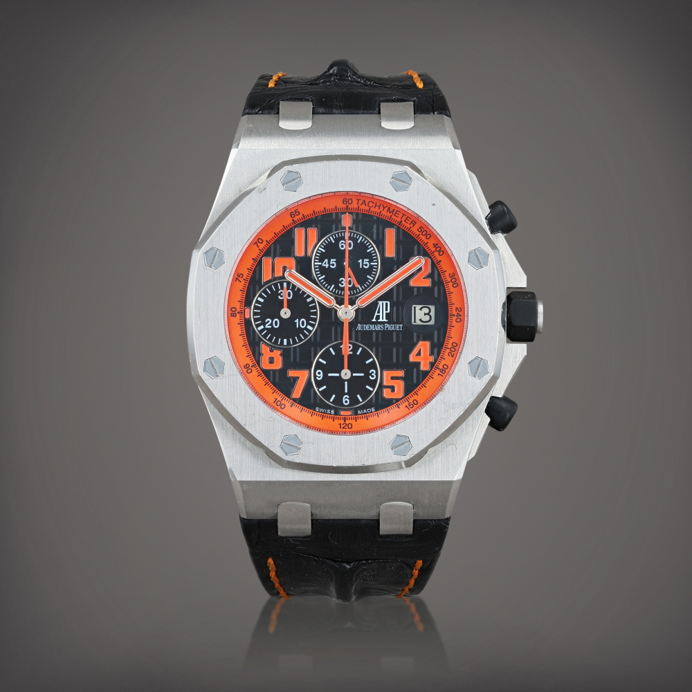 Volcano' Royal Oak Offshore, reference 26170ST Montre bracelet chronographe en acier avec date | Stainless steel chronograph wristwatch with date Vers 2008 | Circa 2008