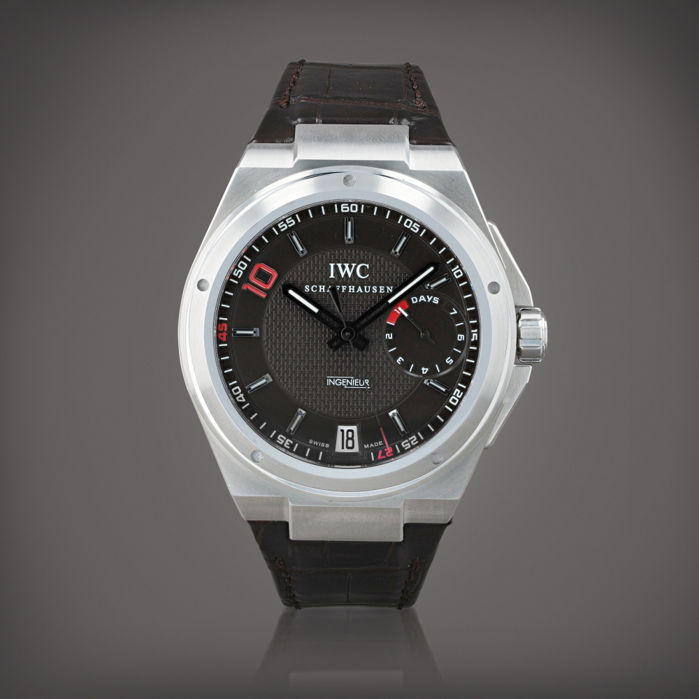 Big Ingenieur, limited edition Zinedine Zidane of 500 pieces, reference 500508 Montre bracelet en acier avec date et indicateur de réserve de marche | Stainless steel wristwatch with date and power reserve indication Vers 2010 | Circa 2010