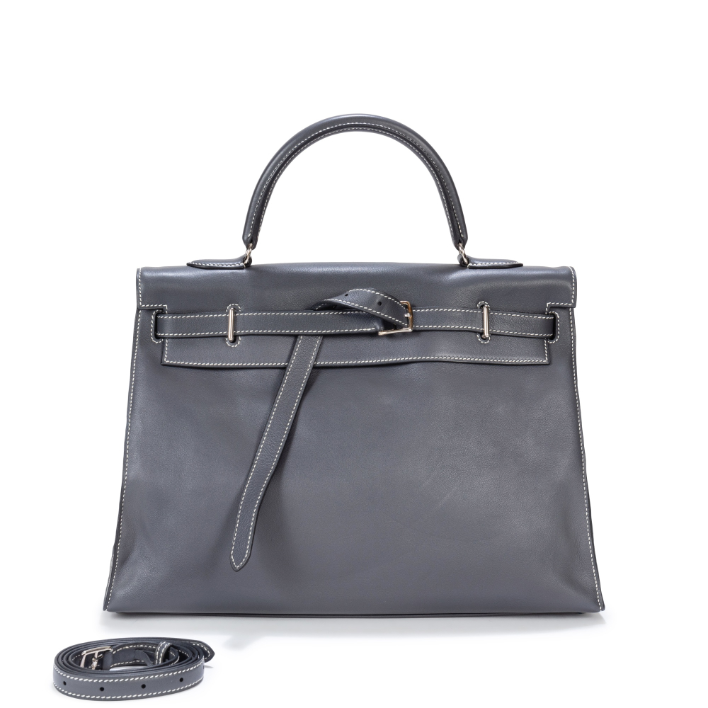 Hermès
Etain Swift Kelly Flat 35 Palladium Hardware, 2008