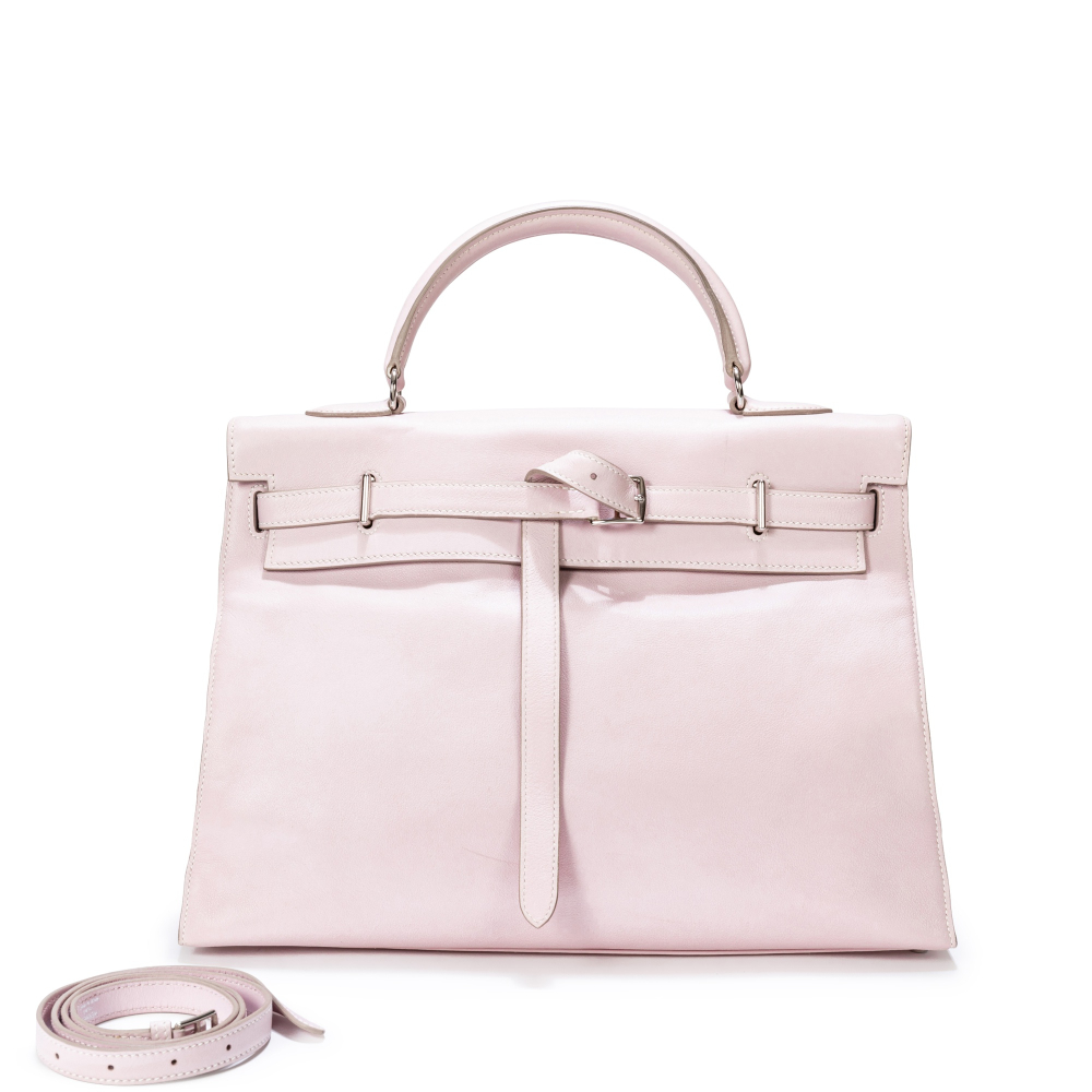 Hermès
Rose Dragée Swift Kelly Flat 35 Palladium Hardware, 2007