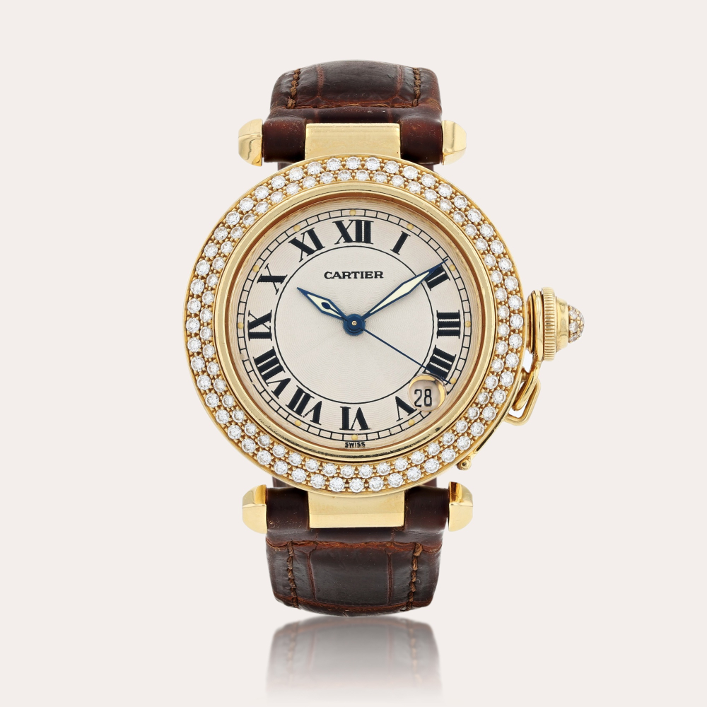 CartierPasha, reference 1035 Montre bracelet en or jaune sertie de diamants avec date | Yellow gold and diamond-set wristwatch with date Vers 1998 | Circa 1998